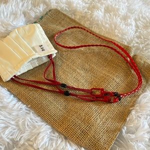 Handcrafted Mask Lanyard in Hot Red Leather